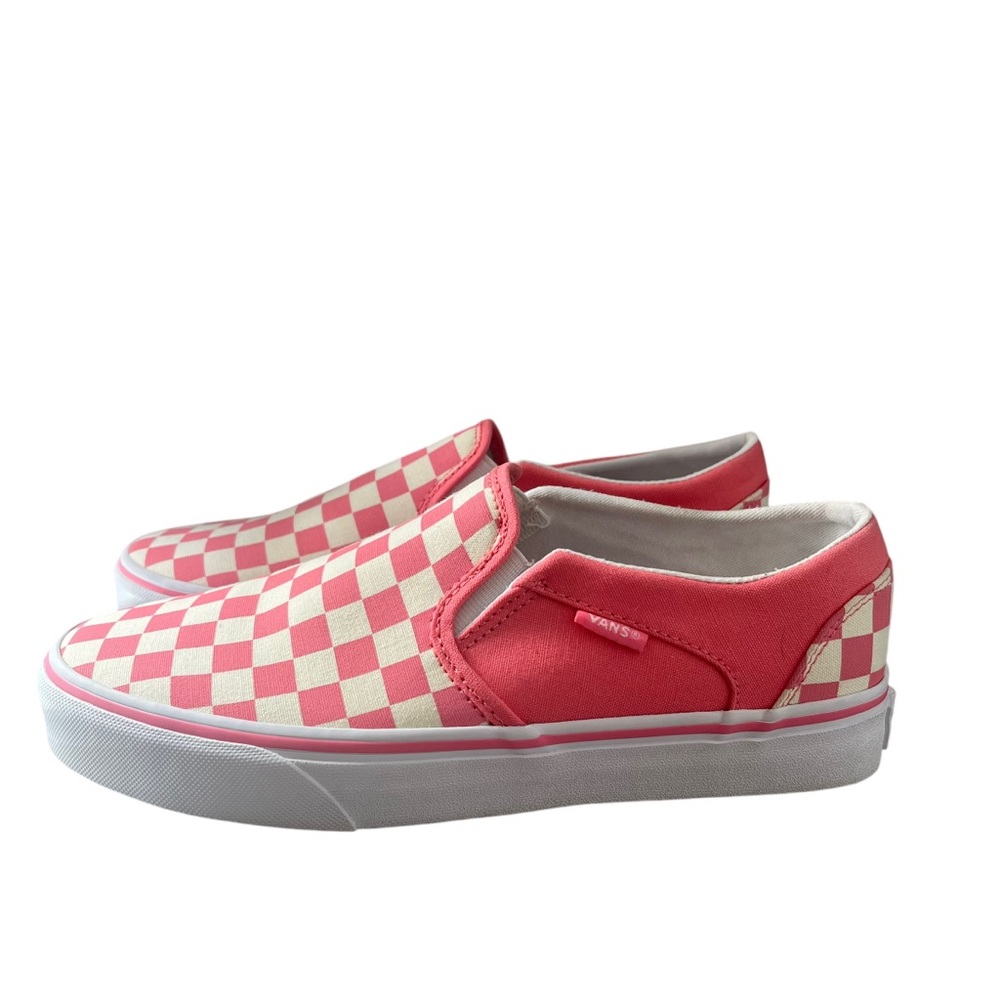 Vans Asher Strawberry & Cream Checkerboard Slip-On Sneakers Women's 8.5